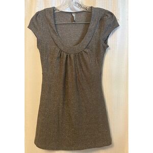 VTG Y2K Sparkly Silver Womens Top Mcbling Size M